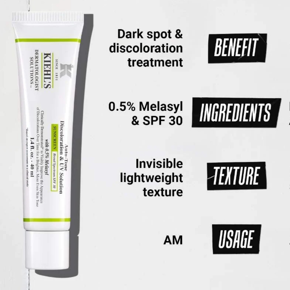 Kiehl's 45ml/1.5oz Auto-Tone DISCOLORATION & UV Solution SUNSCREEN SPF30 MELASYL